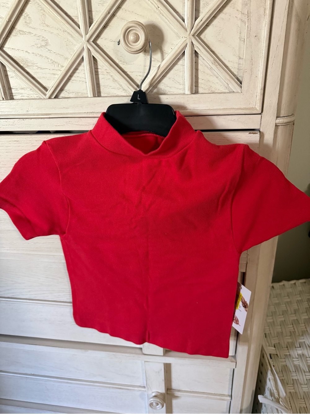 Chelsea and Violet Red Mock Neck Short Sleeve Top